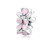 Christmas Charms Gift Stoppers Beads 1PCS Genuine 925 Sterling Silver Spacer Bead for Pandora Bracelet Charm Mothers day Charm Mum Gift (Pink Flowers)