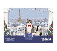 Christmas Chartreux Cat Jigsaw Puzzle Waterproof 1000 Piece Puzzles for Adults Colourful Home Decoration