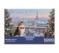 Christmas Chartreux Cat Jigsaw Puzzle Waterproof 1000 Piece Puzzles for Adults Fun Challenging Games