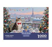 Christmas Chartreux Cat Jigsaw Puzzle Waterproof 1000 Piece Puzzles for Adults Impossible Challenging Games