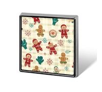 Christmas Checkered Gingerbread Square Metal Brooches 1 Inch Decorative Badges Exquisite Decorations Pins for Clothing