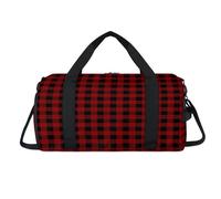 Christmas Checkered Sport Duffel Bag with Shoes Compartment Buffalo Check Plaid Overnight Weekender Bags Travel Gym Luggage Organizer for Women Men Kids Girls Boys