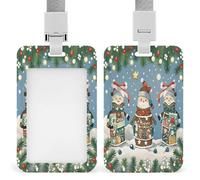 Christmas Cheer Badge Holder Waterproof Plastic ID Card Badge Holders with Lanyard Vertical Card Case Protector Pouch Clear Window Work Badges for Women Men