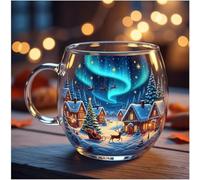 Christmas Cheer Glass Mug,Haunted Path Halloween Mug,Hand Painted Pumpkin and Ghost Cup,Creative Christmas Mugs Stained Glass Coffee Cup,Personalized Coffee Mugs for Home Offices Desk Decor (01)