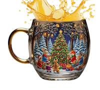 Christmas Cheer Glass Mug, Holiday Themed Coffee Cups, Hand Painted Pumpkin and Ghost Cup,Creative Christmas Mugs Stained Glass Coffee Cup,for Hot Cocoa Cold Drinks Milk Beverages