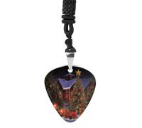 Christmas Cheer Guitar Pick Necklace Exquisite Titanium Steel Personalized Necklaces Cool Pendant Necklaces Fashion Guitar Pick Holder Necklace Unique Gifts for Adult
