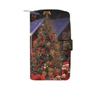 Christmas Cheer Leather Wallet,Multiple Card Slots Clip,Multi-Functional Slim Billfold For Men Women