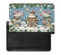 Christmas Cheer Passport Holder with Card Slots Portable Passport Cover Compact Waterproof Passports Protector