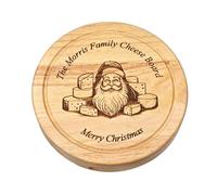 Christmas Cheese Board Personalised Cheeseboard Gift Set Family Cheeseboard Rubber Wood 19cm Diameter