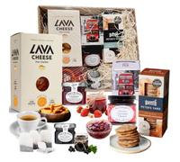 Christmas Cheese & Treats Hamper Basket - Deluxe Food Hamper with Cheese, Crackers, Biscuits, Jam, Chutney & English Breakfast Tea - Perfect Christmas Hamper for Couples, Women, and Families