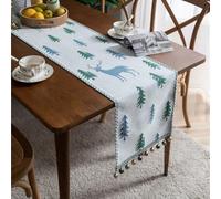 Christmas Chenille Table Flag Runner - 33 X 180 Cm Festive Kitchen Decoration for Dining Table Holiday Tablecloth Alternative Soft Thick Snow Fabric Simple Clean Year-Round Employment(A)