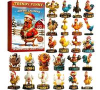 Christmas Chick Ornaments Countdown Calendar, Chicken Advent 2d 24 Day Acrylic Pendants, Countdown Calendar Chick Pendants, Reusable Flat Party Props For Friends Adults Teens Window Wall Door Mantel