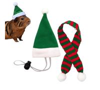 Christmas Chicken Hats - 6 Inch Santa Style Adjustable Pet Hat Scarf Set for Festive Celebration, Secure Chin Strap for Hens, Small Pets, Hamsters, Rabbits, Cats, Birds, Puppies, Lizards, Farm Use