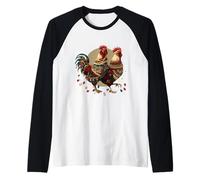 Christmas Chicken Hen Roaster Farmer Holiday Season Festive Raglan Baseball Tee