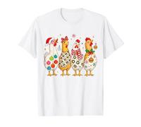 Christmas Chickens Holiday Animal Design Value Graphic T-Shirt, Men, White, L