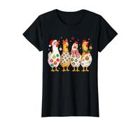 Christmas Chickens Holiday Animal Design Value Graphic T-Shirt, Women, Black, XS