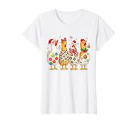Christmas Chickens Holiday Animal Design Value Graphic T-Shirt, Women, White, S