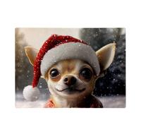 Christmas Chihuahua Glass Chopping Board Warren Reed - Designer Multi One Size