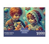 Christmas Children Jigsaw Puzzle 1000 Piece -Kids Making Gingerbread Man Puzzles for Adults Gifts Recycled Paper Educational Game Decompression38x26cm/1000pcs