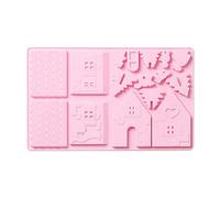 Christmas Chocolate Candy Mould Gingerbread House Mold Silicone Xmas Baking Cookie Mould Non Stick for Ice Cube Jelly Cake Pudding Fondant, Christmas Party Decorations Supplies