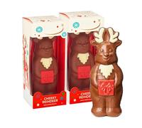 Christmas Chocolate for Kids Stocking Fillers - Pack of 2 x 90g Cheeky Reindeer Milk Chocolate Models with Topline Gift Card. Great Christmas Gifts for Kids or Secret Santa Gifts