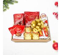 Christmas Chocolate Hamper Made with Lindt Chocolates - Santa & Lindor Gift Box Selection - Assortment with Teddies, Truffles, Wafers - Secret Santa Xmas Gifts for Women, Men, Family