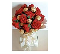 Christmas Chocolate Lind Gift Box Hamper Bouquet Roses Flowers Red Pink White Purple Gold Caramel Dark White Candy Sweets Vase (Medium)