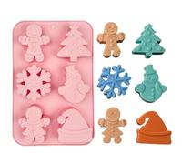 Christmas Chocolate Molds, 6 Cavity 3D Christmas Theme Silicone Molds for Making Chocolate, Candy, Gummy, Ice, Jello, Wax Melts, Xmas Decors