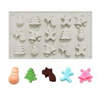Christmas Chocolate Mould,1Pack 15-Cavity Xmas Silicone Mold Candy Mould, Xmas Tree Snowman Snowflake Bell Cookies Dessert Candy Jello Pastry Pudding for Party Cake Decorating Baking