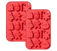 Christmas Chocolate Moulds, 3Pcs Christmas Silicone Mould, 14-Cavity Candy Baking Molds, Snowman Cane Xmas Tree Jelly Molds, for Chocolates, Candies, Jelly, Cake DIY Decoration