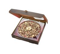 Christmas Chocolate Pizza, Belgian Milk Chocolate with Vanilla Fudge, Festive Colour Decorations, Mixed Curls, and a Reindeer Plaque | The Gourmet Chocolate Pizza Company (10 Inch)