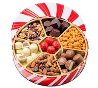 Christmas Chocolate & Snack Hamper - Premium Gift Box with Belgian Chocolate Truffles and Nut Mixes- For Holidays, Boxing Day, Office, Family, Friends- Bonnie & Pop