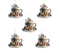 Christmas Chocolate Tree Decorations, 5-Pack Hot Chocolate Ornaments for Christmas Tree, 8cm/3.14inch Dangle Bag Pendant, Unique Christmas Dangle Ornaments for Car Interior Accessories