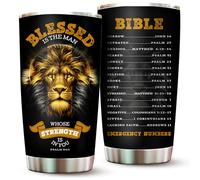 Christmas Christian Gifts for Men, Dad - Catholic Religious Christian Tumbler for Men - Faith Spiritual God Pastor Appreciation Gifts - Jesus Cup with Bible Verse - Blessed Is The Man Tumbler 20oz