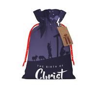 Christmas Christian Nativity Scene Christmas Drawstring Gift Bags Reusable Xmas Presents Storage Bags Party Favorstags 4.7 * 6.9ins