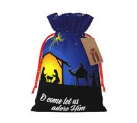 Christmas Christian Nativity Scene Christmas Drawstring Gift Bags Reusable Xmas Presents Storage Bags Party Favorstags 4.7 * 6.9ins
