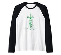 Christmas Christian Star Jesus Cool Stylized Christmas Tree Raglan Baseball Tee