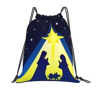Christmas Christianity Nativity Scene Pattern Men Women Drawstring Bag Foldable Drawstring Backpack Lightweight String Backpack For Holidays Beach Gym