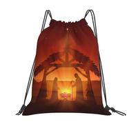 Christmas Christianity Nativity Scene Unisex String Backpack Lightweight Swimming Bag Adjustable Gym Sack For Beach Travel Holidays