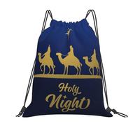 Christmas Christianity Nativity Scene Women Men Drawstring Bag Durable Drawstring Backpack Foldable Gym Sack For Travel Yoga Gym