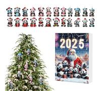 Christmas - Christmas Counting Calendar, 24 Days Panda Advent, 2D Acrylic Panda Ornaments Set, Countdown Calendar, Cute Animal Hanging Pendant for , Kids, Girls
