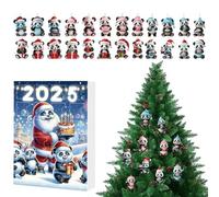 Christmas - Christmas Counting Calendar, 24 Days Panda Advent, 2D Acrylic Panda Ornaments Set, Countdown Calendar, Cute Animal Hanging Pendant for , Kids, Girls