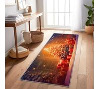 Christmas Christmas Tree Piles Of Presents Hallway Runner Rug 80X240 Cm - Non Slip Washable Long Carpet For Corridor, Kitchen, Bedroom,Entryway - Soft Microfiber Low Pile Floor Mat Red