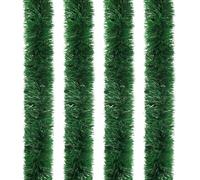 Christmas Chunky Tinsel Decoration, 32.8ft(10M) Long Metallic Tinsel Garlands for Christmas Tree Holiday Party Decoration (Green)