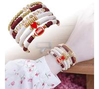Christmas Clasp Closure Bracelet This Sports Bracelet Exudes A Sense Of Fashion And Sophistication. It Is A Soft Clay Letter Bead For Rugby