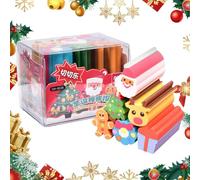 Christmas Classroom Eraser | Set of 6 Long Santa Pencil Erasers - Colorful Novelty Christmas Erasers, Cute Santa Pencil Erasers for Boys, Girls, Students