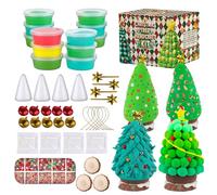 Christmas Clay Craft for Kid - Christmas Craft Tree/Snowman Kit, DIY Build Christmas Tree/Snowman Modelling Craft Kit, Air Dry Modeling Clay, for Christmas Party Favor, Gifts for Kids (Christmas Tree)