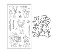 Christmas Clear Stamps and Die Cuts for Card Making, Santa Claus Deer New Metal Cutting Dies for Scrapbooking Paper, DIY Seals Embossing Template Stencils Supplies