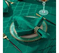 Christmas Cloth Napkin Spillproof and Wrinkle Resistant Square Jacquard Napkin with Floral Patterns for Dining Room & Holiday Decoration (Green, 50 x 50 cm (4 pieces))