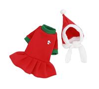 Christmas Clothes for Dogs Cats Warm Fluf.fy Hoodie with Hat Couple Set Winter Accessories for Teddy, French Bul.ldog, Pomeranian Urd719 (Red, M)
